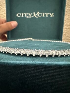 Cubic zirconia and silver plated Tennis Necklace